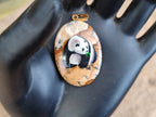 Polished Picture Stone Oval Pendant with Hand Painted Panda- Sold Per Item - From Namibia - Toprock Gemstones and Minerals 