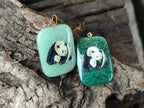 Polished Aventurine Pendant with Hand Painted Panda - Sold Per Item - From Zimbabwe - Toprock Gemstones and Minerals 