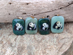 Polished Aventurine Pendant with Hand Painted Panda - Sold Per Item - From Zimbabwe - Toprock Gemstones and Minerals 