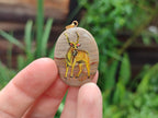 Polished Polychrome Jasper Pendant with Hand Painted Kudu - sold per item - From Madagascar - Toprock Gemstones and Minerals 