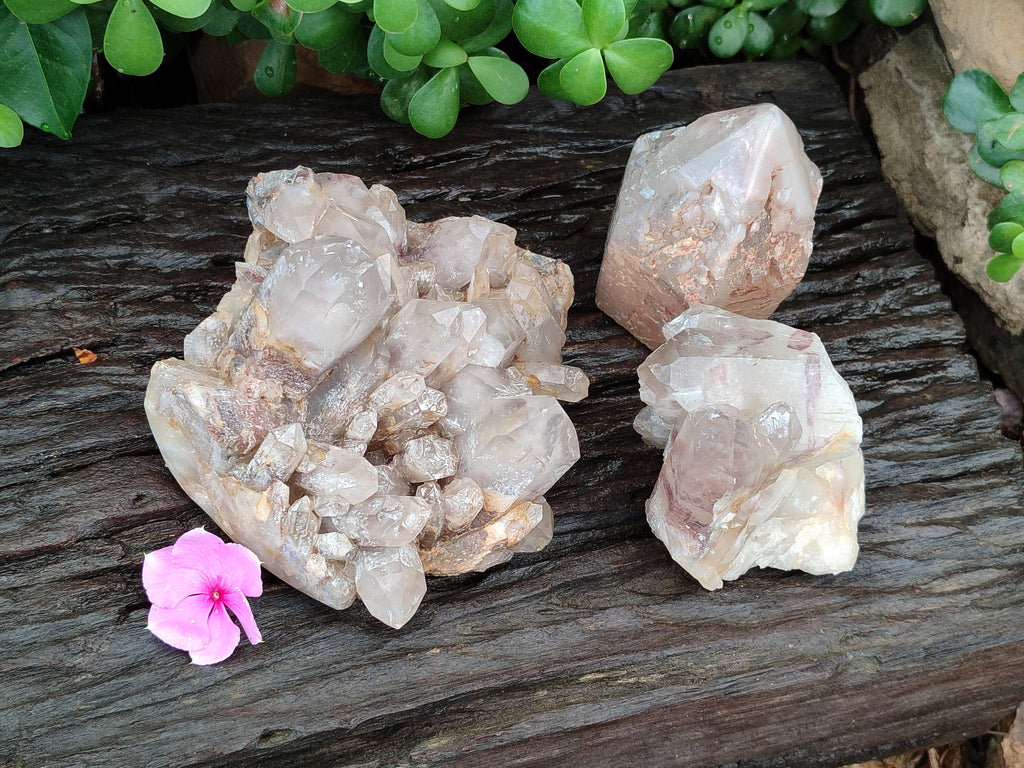 Natural Red Hematoid Quartz Clusters x 3 From Karoi, Zimbabwe - Toprock Gemstones and Minerals 