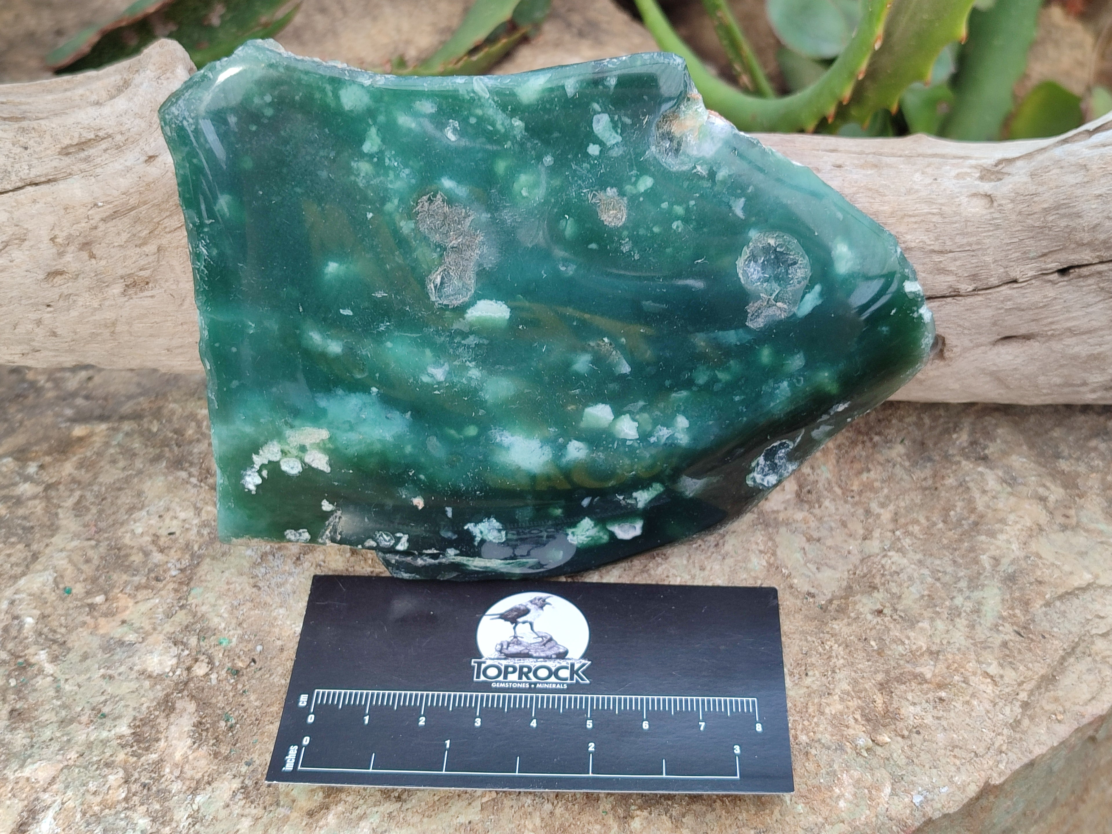 Polished On One Side Emerald Mtorolite Plates x 2 From Mutorashanga, Zimbabwe - Toprock Gemstones and Minerals 