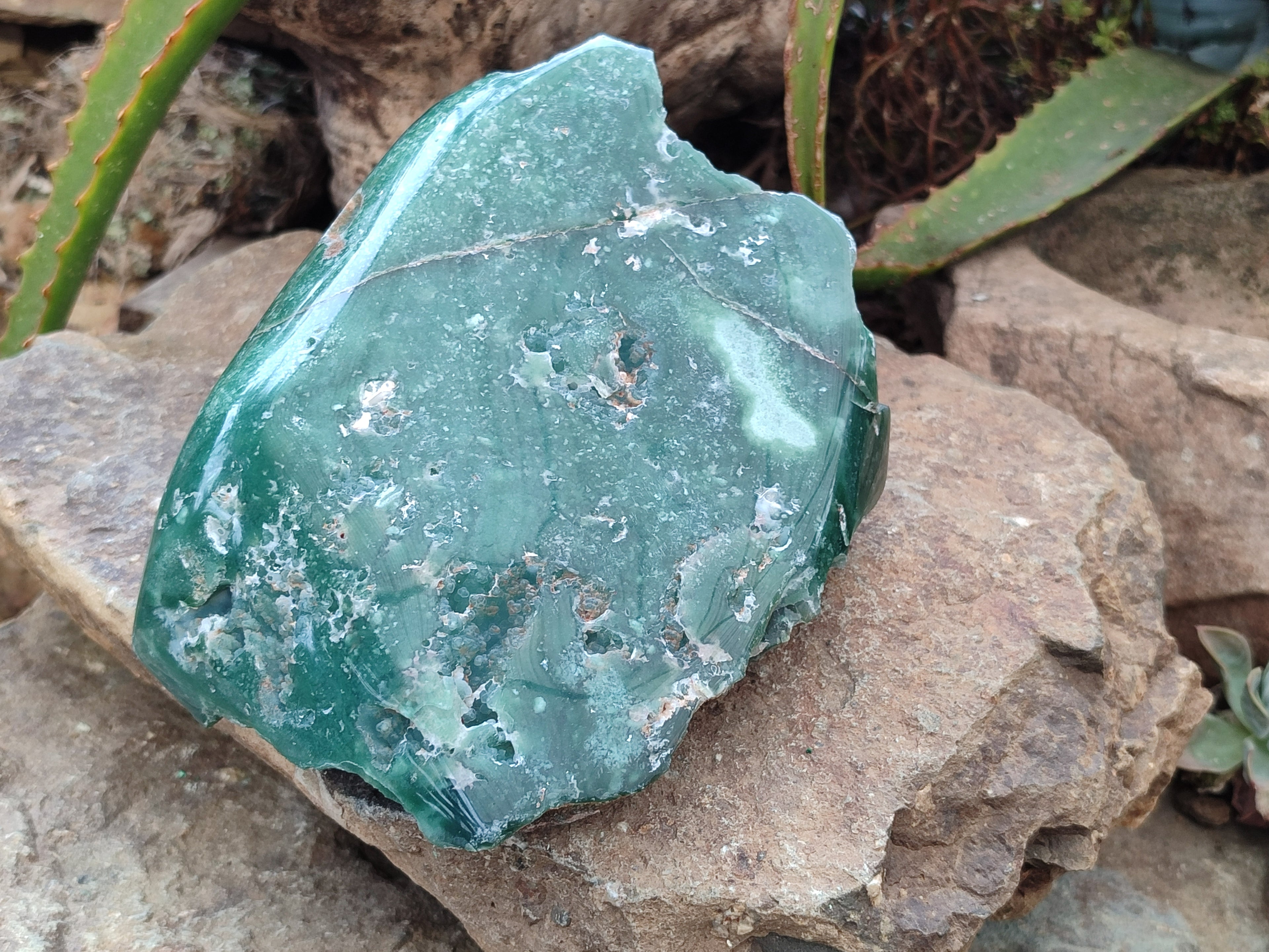 Polished On One Side Emerald Mtorolite Plates x 2 From Mutorashanga, Zimbabwe - Toprock Gemstones and Minerals 