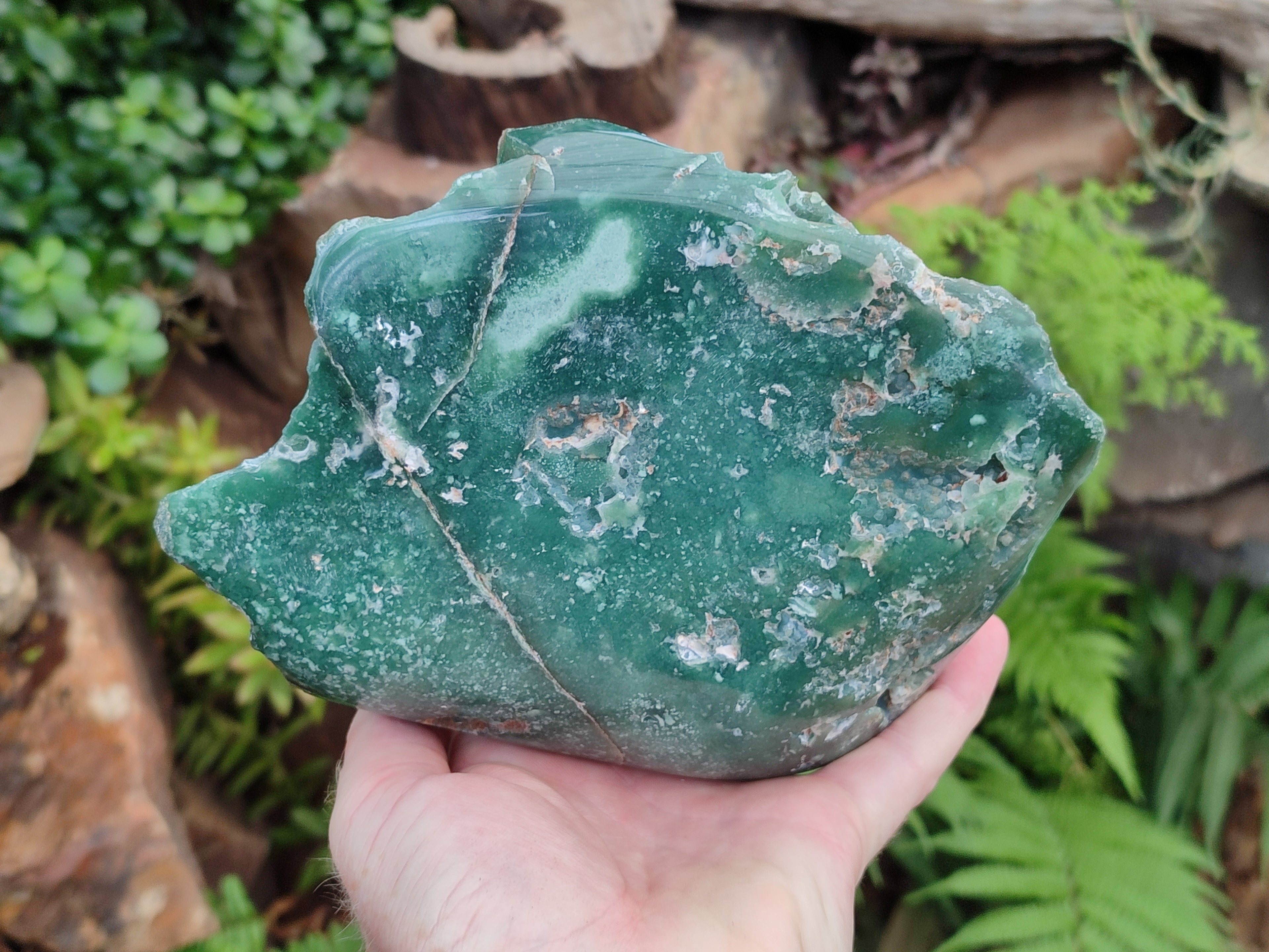 Polished On One Side Emerald Mtorolite Plates x 2 From Mutorashanga, Zimbabwe - Toprock Gemstones and Minerals 