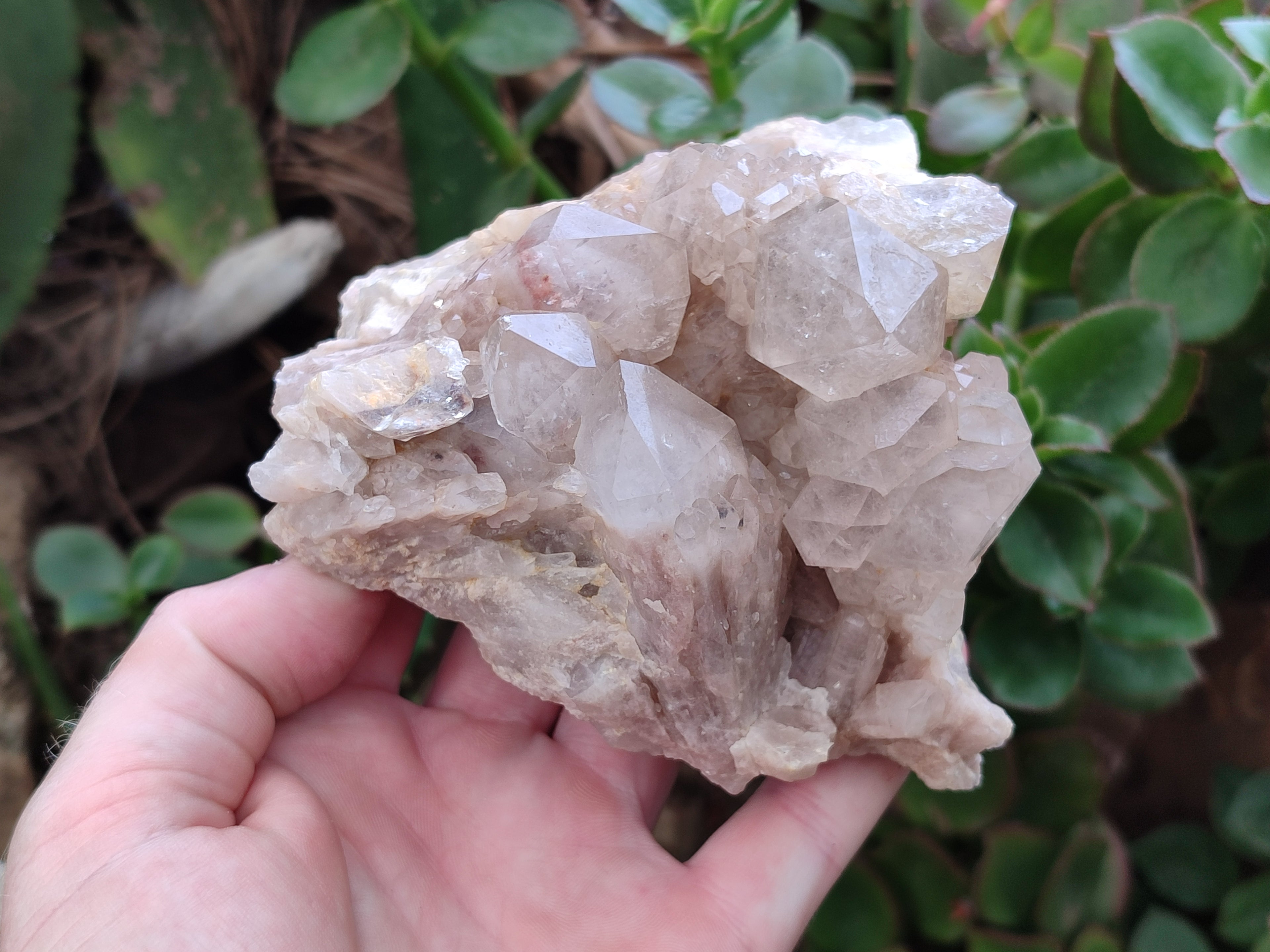 Natural Smokey Phantom Quartz Clusters x 2 From Luena, Congo - Toprock Gemstones and Minerals 