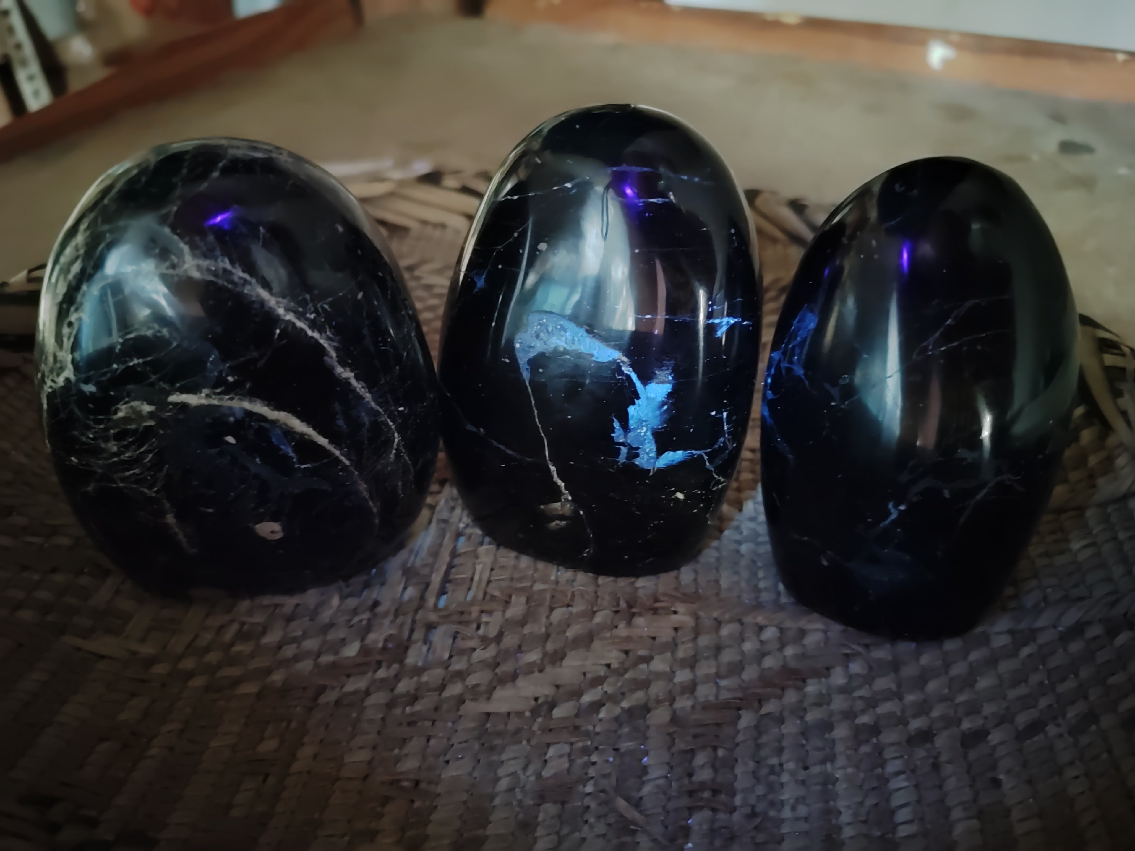 Polished Schorl Black Tourmaline Standing Free Forms x 3 From Madagascar - Toprock Gemstones and Minerals 