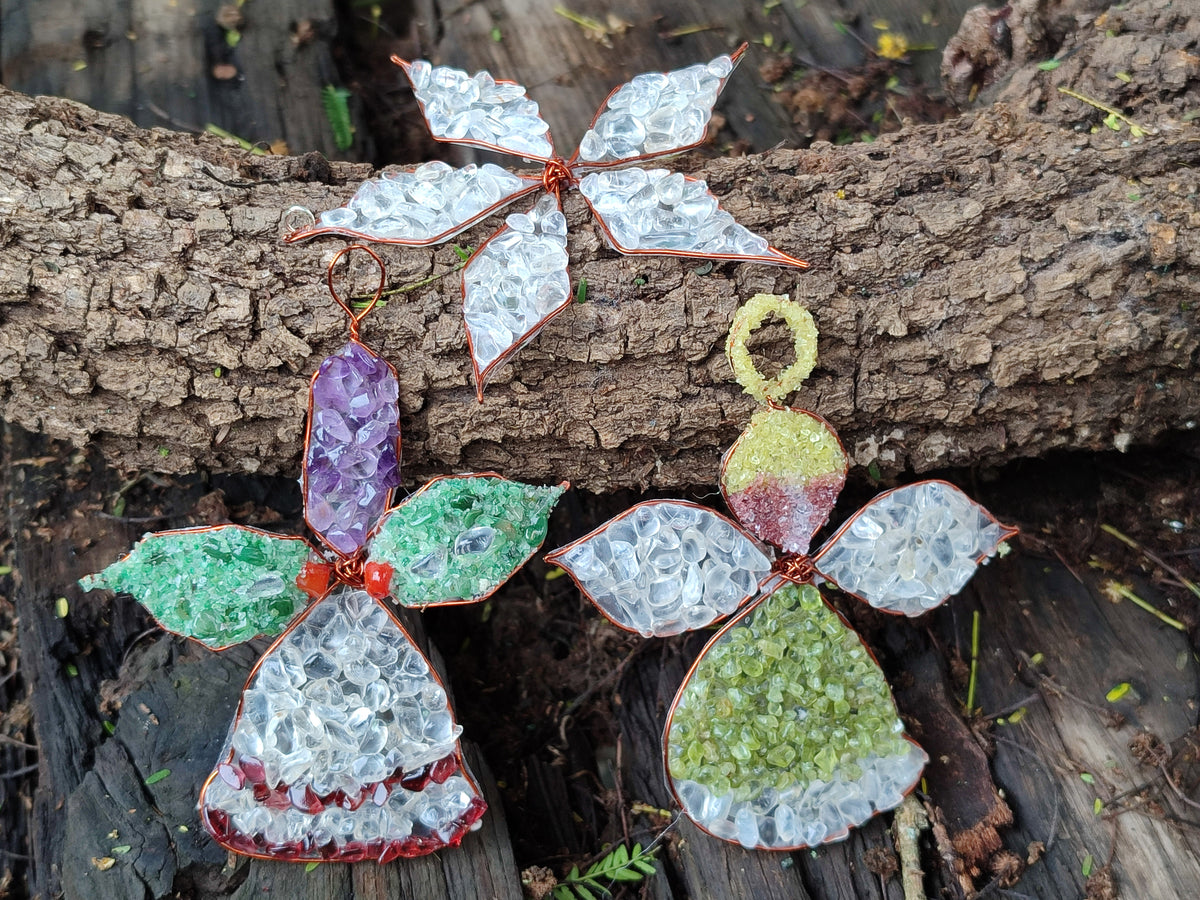 Hand Made Mixed Gemstone Christmas Decorations - sold per pack of 5 -  From South Africa - Toprock Gemstones and Minerals 