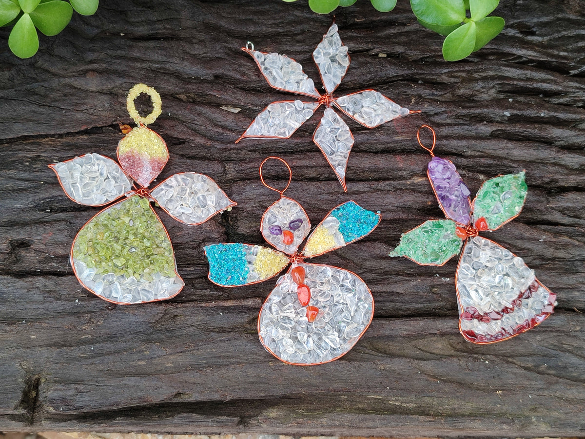 Hand Made Mixed Gemstone Christmas Decorations - sold per pack of 5 -  From South Africa - Toprock Gemstones and Minerals 