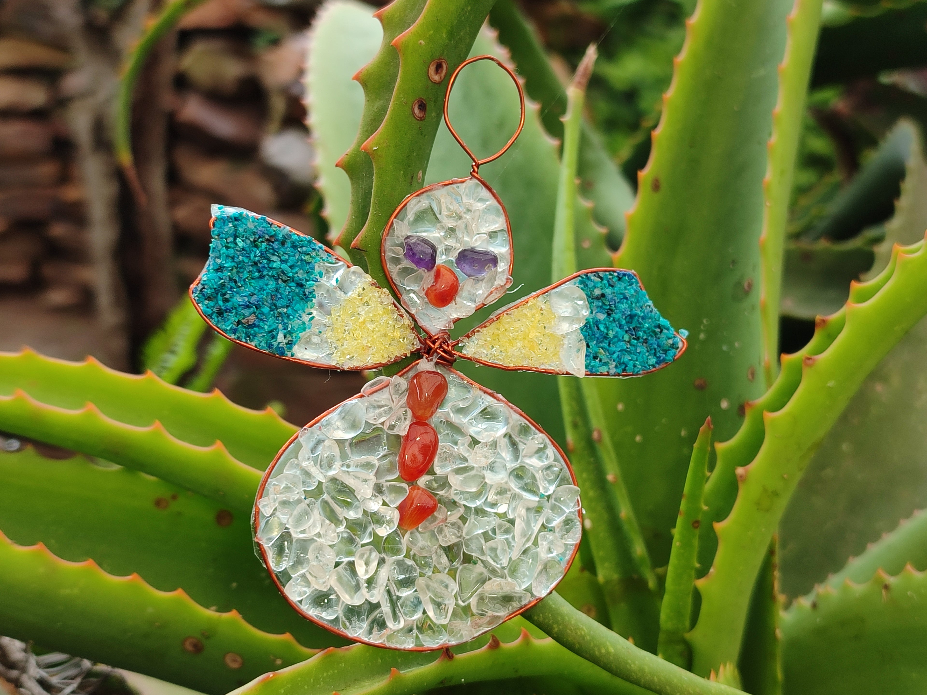 Hand Made Mixed Gemstone Christmas Decorations - sold per pack of 5 -  From South Africa - Toprock Gemstones and Minerals 