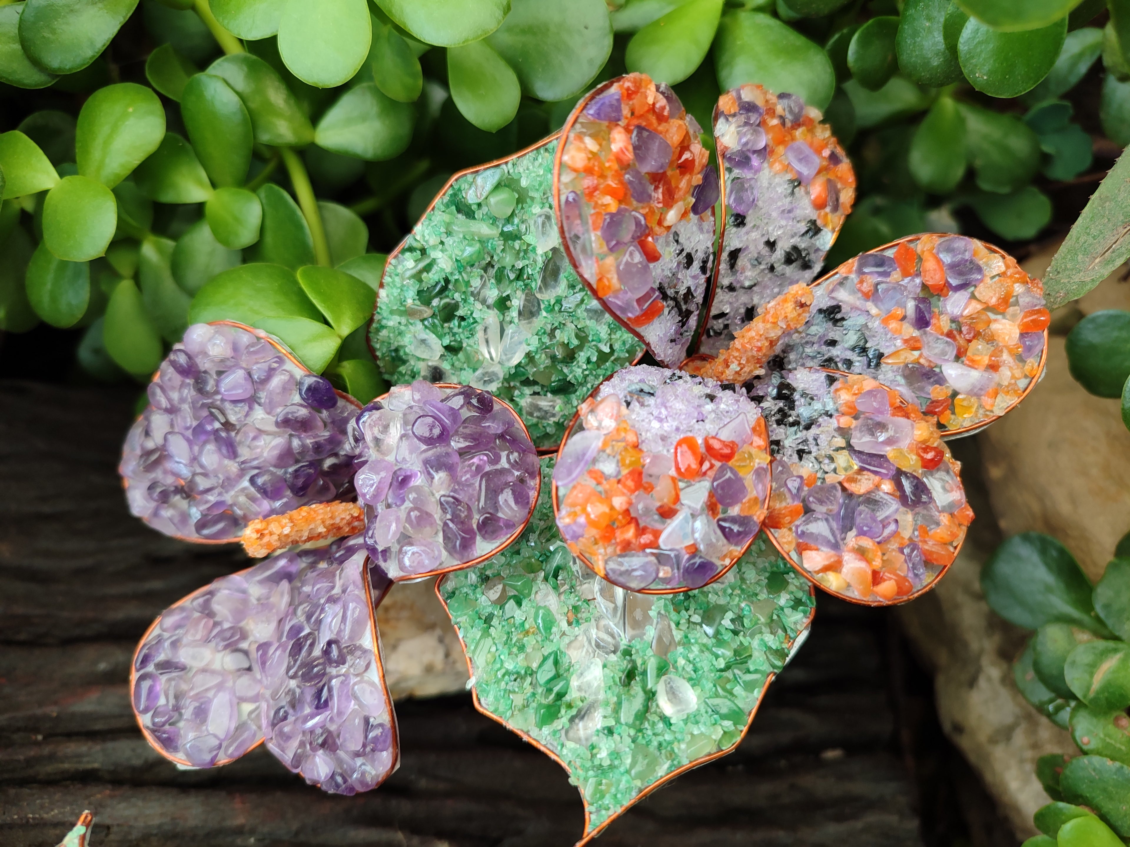 Hand Made Mixed Gemstone Bouquet of Lillies - sold per piece - From South Africa - Toprock Gemstones and Minerals 