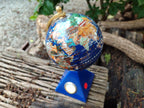 Hand Made Lapis Lazuli World Globe Clock x 1 From China - Toprock Gemstones and Minerals 