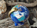 Hand Made Lapis Lazuli World Globe Clock x 1 From China - Toprock Gemstones and Minerals 
