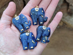 Polished Sodalite Elephant Pendant with Gold Bail and Trim - Sold Per Item - From Namibia - Toprock Gemstones and Minerals 