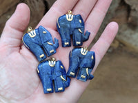 Polished Sodalite Elephant Pendant with Gold Bail and Trim - Sold Per Item - From Namibia