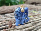 Polished Sodalite Elephant Pendant with Gold Bail and Trim - Sold Per Item - From Namibia - Toprock Gemstones and Minerals 