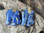 Polished Sodalite Elephant Pendant with Gold Bail and Trim - Sold Per Item - From Namibia - Toprock Gemstones and Minerals 