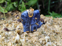Polished Sodalite Elephant Pendant with Gold Bail and Trim - Sold Per Item - From Namibia