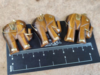 Polished Large Golden Tigers Eye Elephant Pendant with Gold Bail and Trim - Sold Per Item - From China
