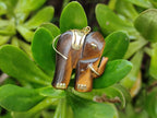 Polished Large Golden Tigers Eye Elephant Pendant with Gold Bail and Trim - Sold Per Item - From China - Toprock Gemstones and Minerals 