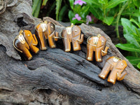 Polished Large Golden Tigers Eye Elephant Pendant with Gold Bail and Trim - Sold Per Item - From China