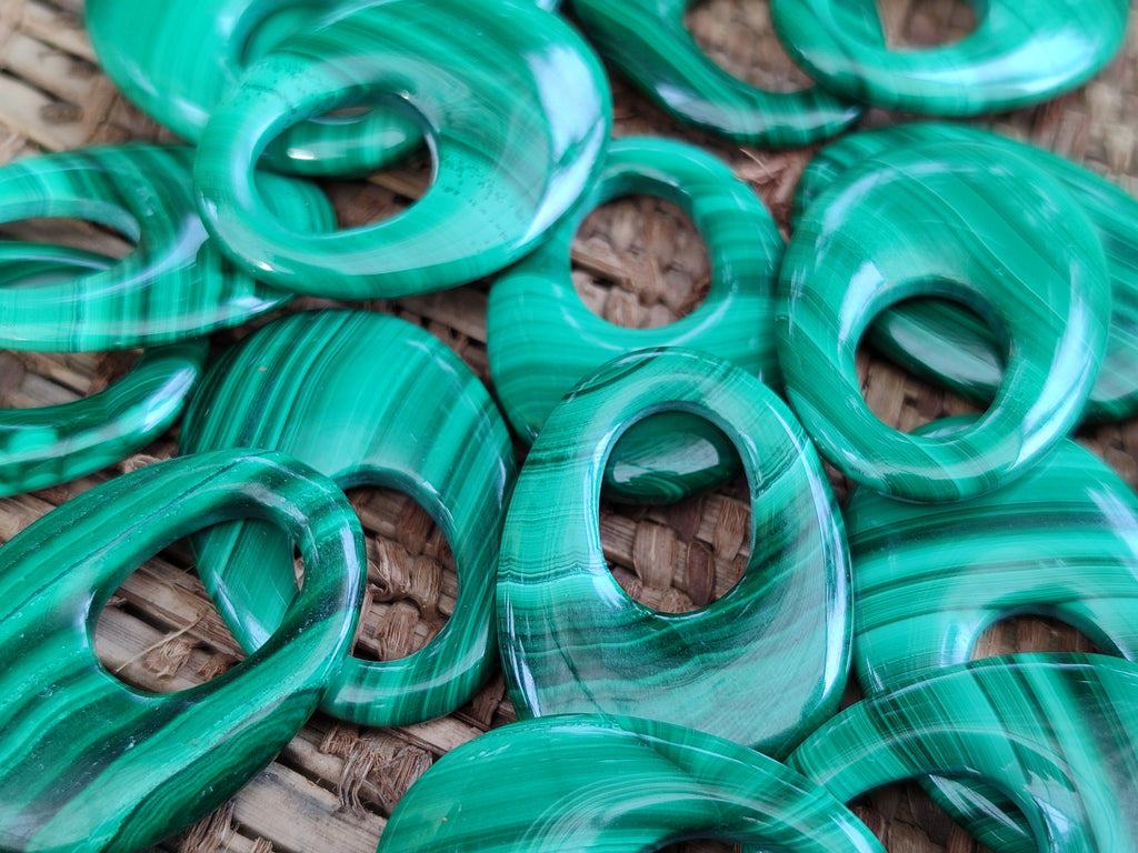 Hand Made Flower Malachite Pendant or Earring Pieces - Sold Per Item - From Congo - Toprock Gemstones and Minerals 