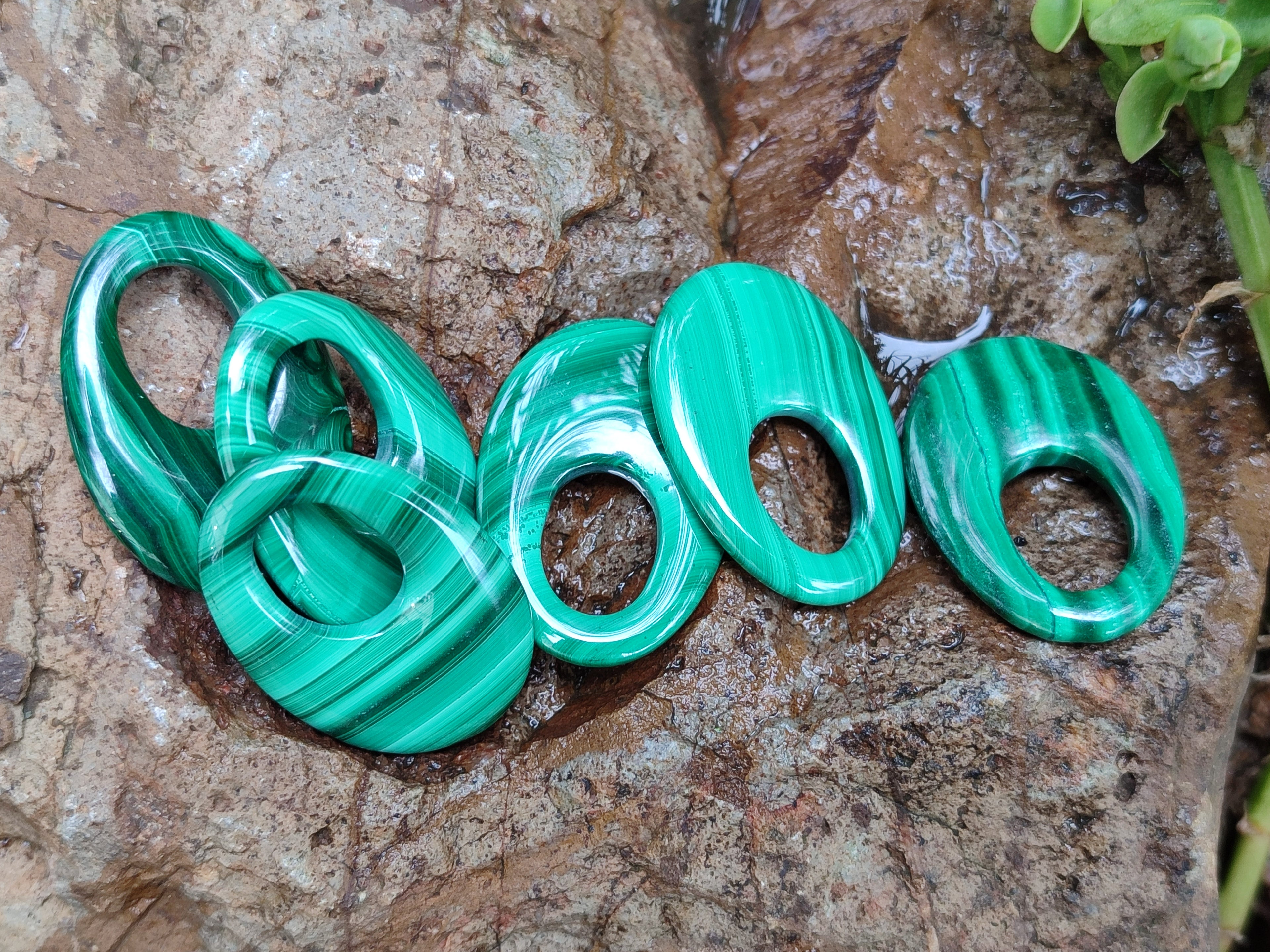 Hand Made Flower Malachite Pendant or Earring Pieces - Sold Per Item - From Congo - Toprock Gemstones and Minerals 