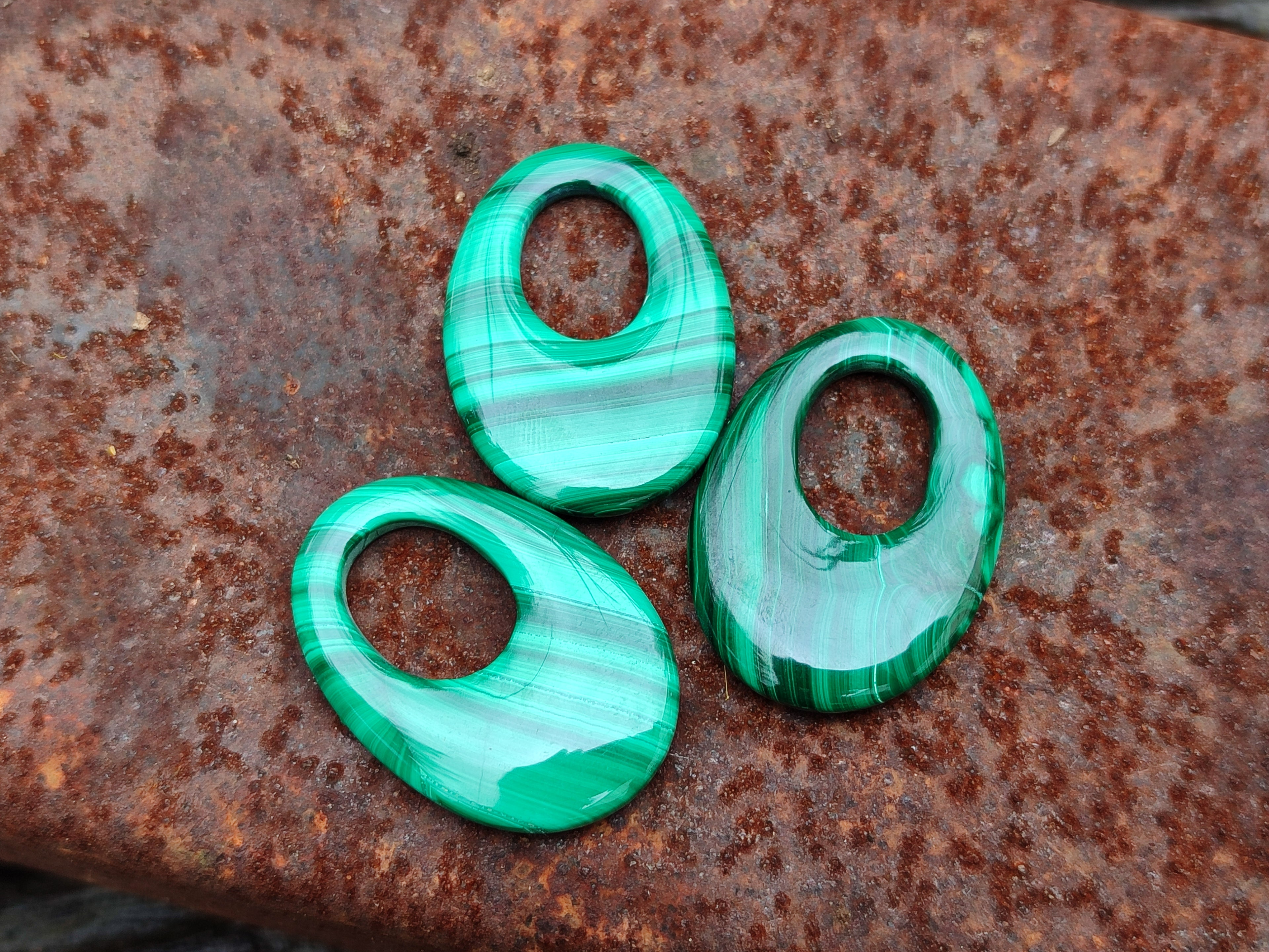 Hand Made Flower Malachite Pendant or Earring Pieces - Sold Per Item - From Congo - Toprock Gemstones and Minerals 