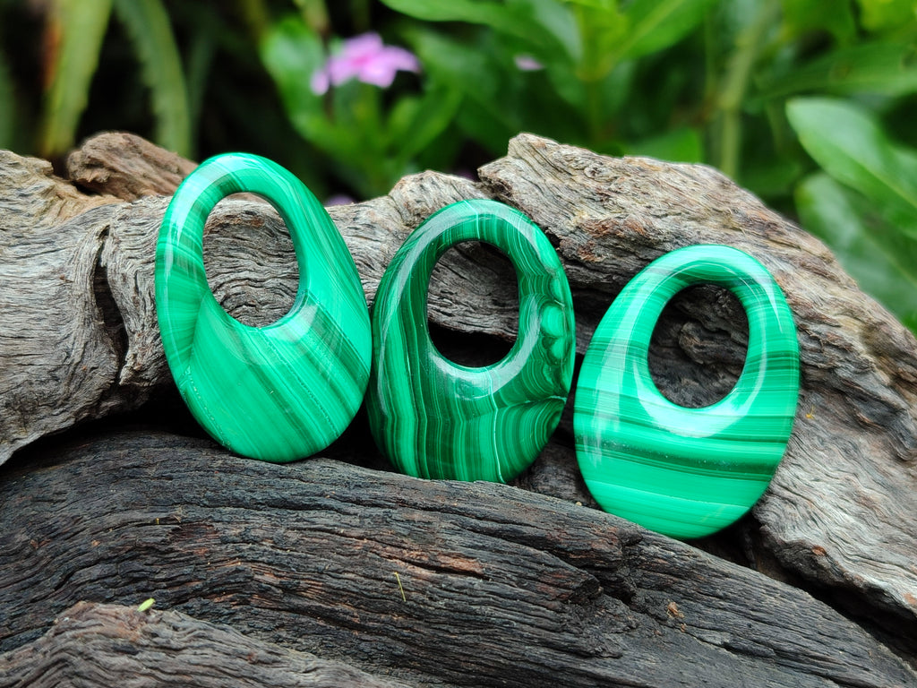 Hand Made Flower Malachite Pendant or Earring Pieces - Sold Per Item - From Congo - Toprock Gemstones and Minerals 