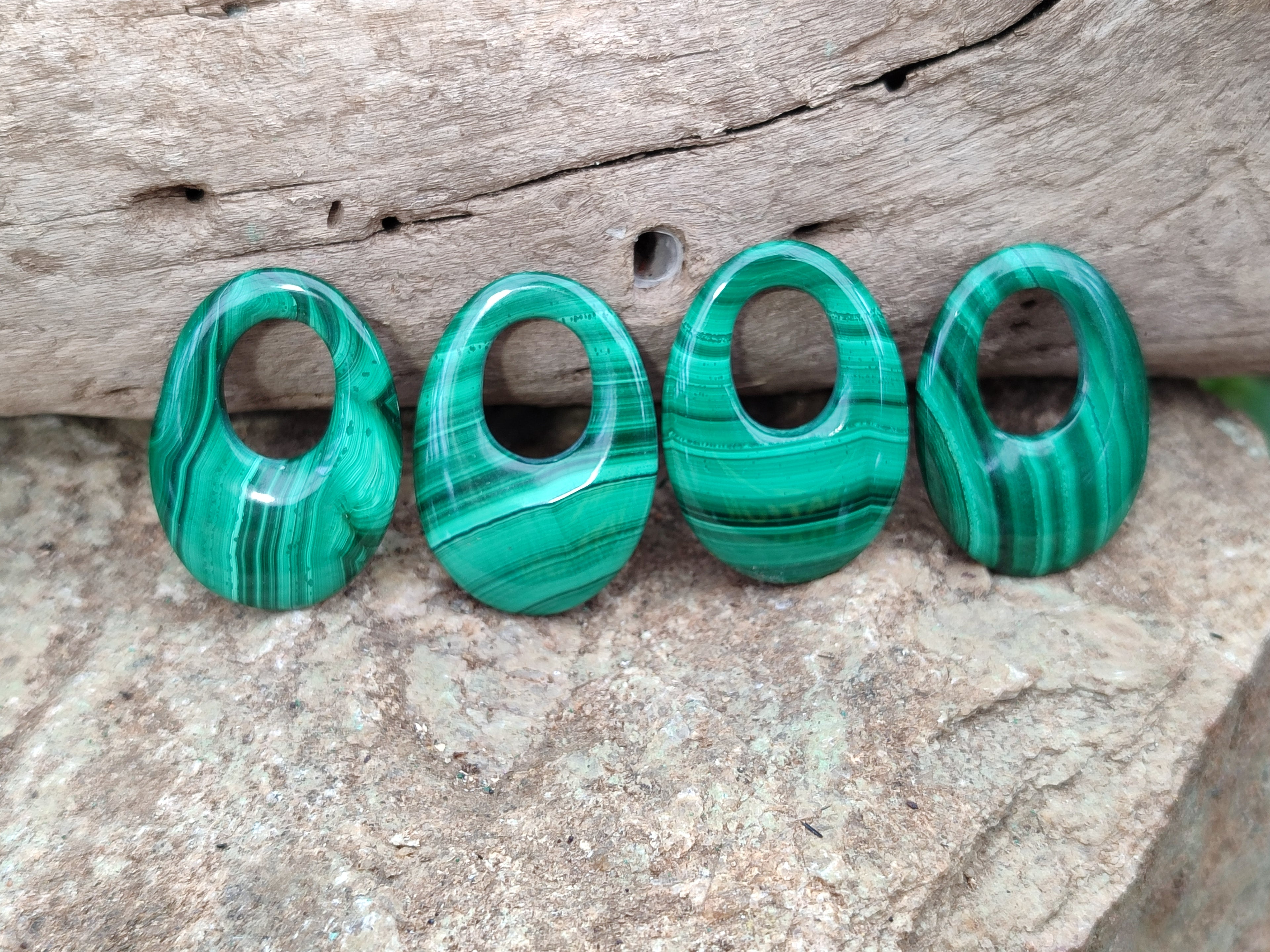 Hand Made Flower Malachite Pendant or Earring Pieces - Sold Per Item - From Congo - Toprock Gemstones and Minerals 