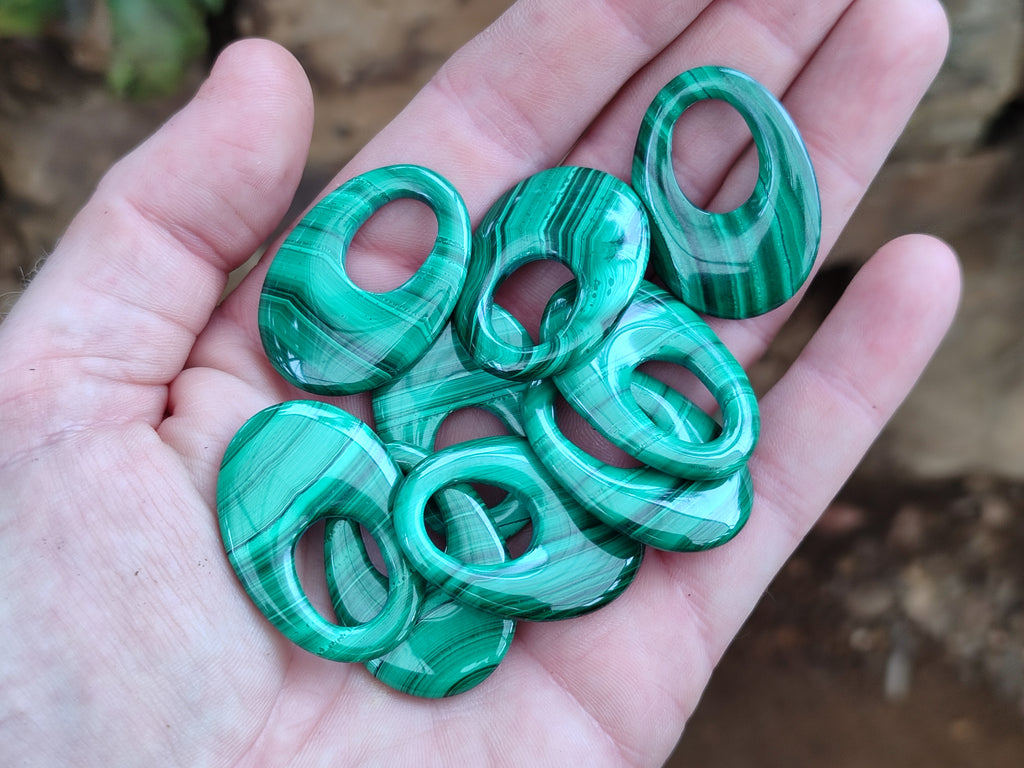 Hand Made Flower Malachite Pendant or Earring Pieces - Sold Per Item - From Congo - Toprock Gemstones and Minerals 