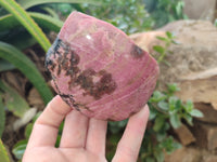 Polished on One Side Rhodonite Nodules x 5 From Ambindavato, Madagascar - Toprock Gemstones and Minerals 