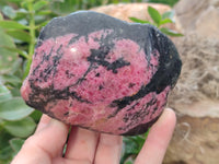 Polished on One Side Rhodonite Nodules x 5 From Ambindavato, Madagascar - Toprock Gemstones and Minerals 