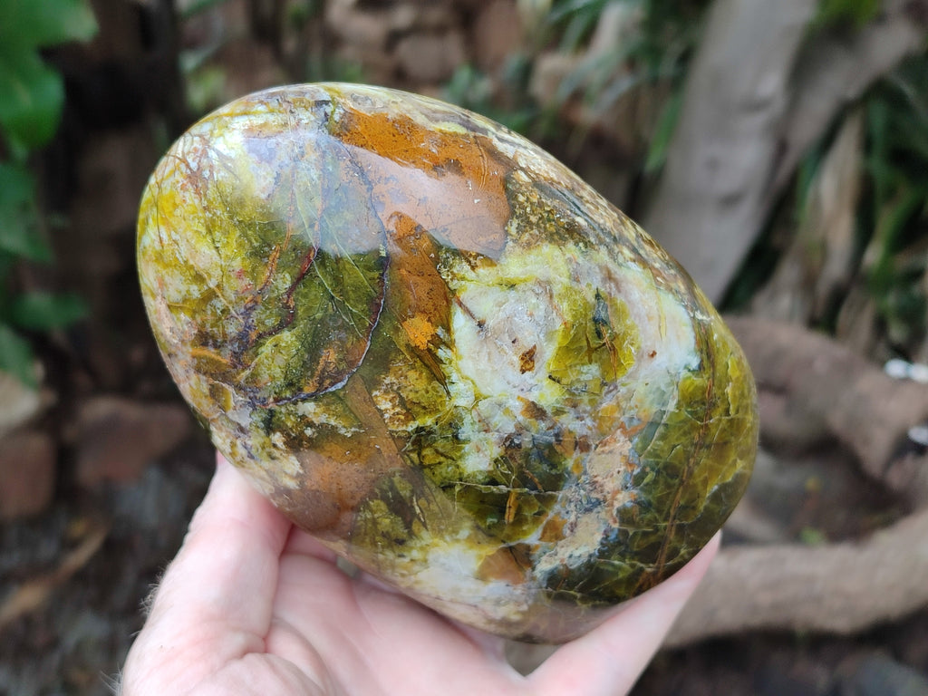 Polished Green Opal Standing Free Forms x 2 From Antsirabe, Madagascar - Toprock Gemstones and Minerals 