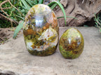Polished Green Opal Standing Free Forms x 2 From Antsirabe, Madagascar - Toprock Gemstones and Minerals 