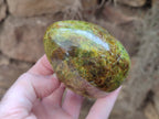 Polished Green Opal Standing Free Forms x 2 From Antsirabe, Madagascar - Toprock Gemstones and Minerals 