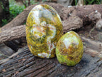 Polished Green Opal Standing Free Forms x 2 From Antsirabe, Madagascar - Toprock Gemstones and Minerals 