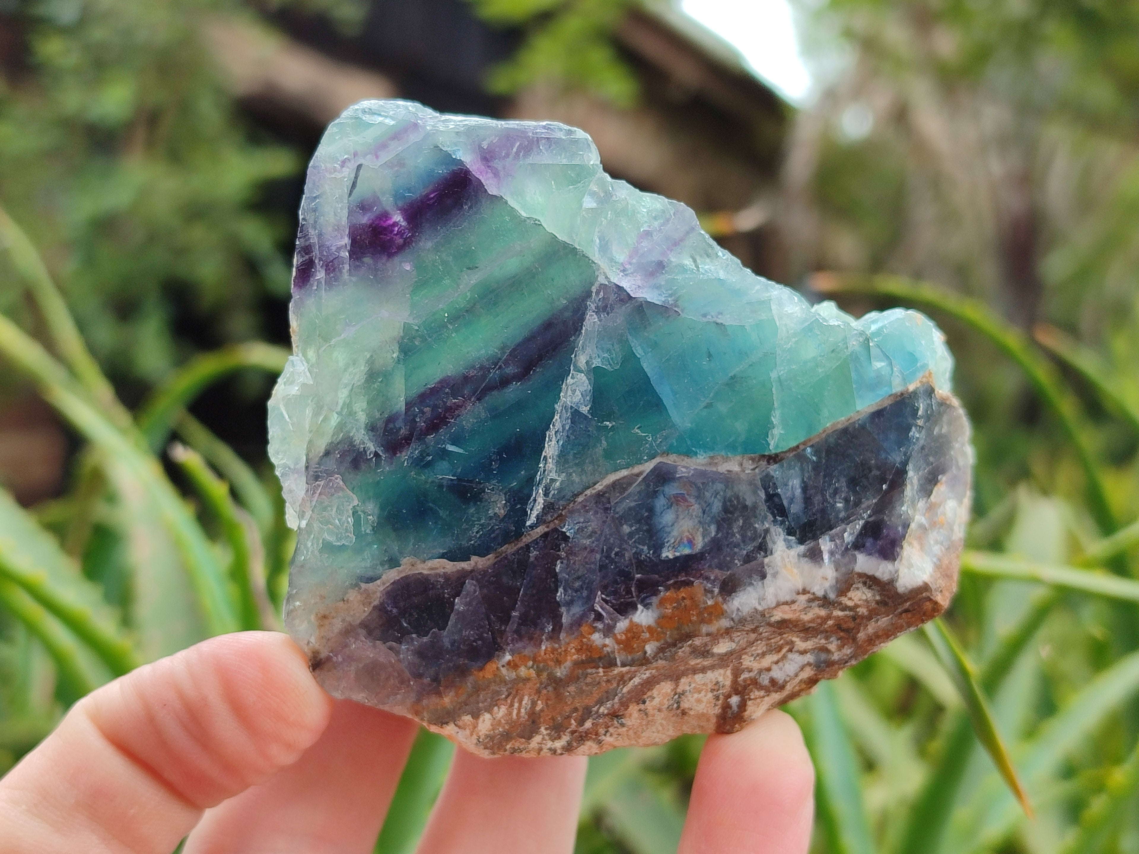 Polished On One Side Watermelon Fluorite x 6 From Uis, Namibia - Toprock Gemstones and Minerals 