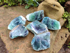 Polished On One Side Watermelon Fluorite x 6 From Uis, Namibia - Toprock Gemstones and Minerals 
