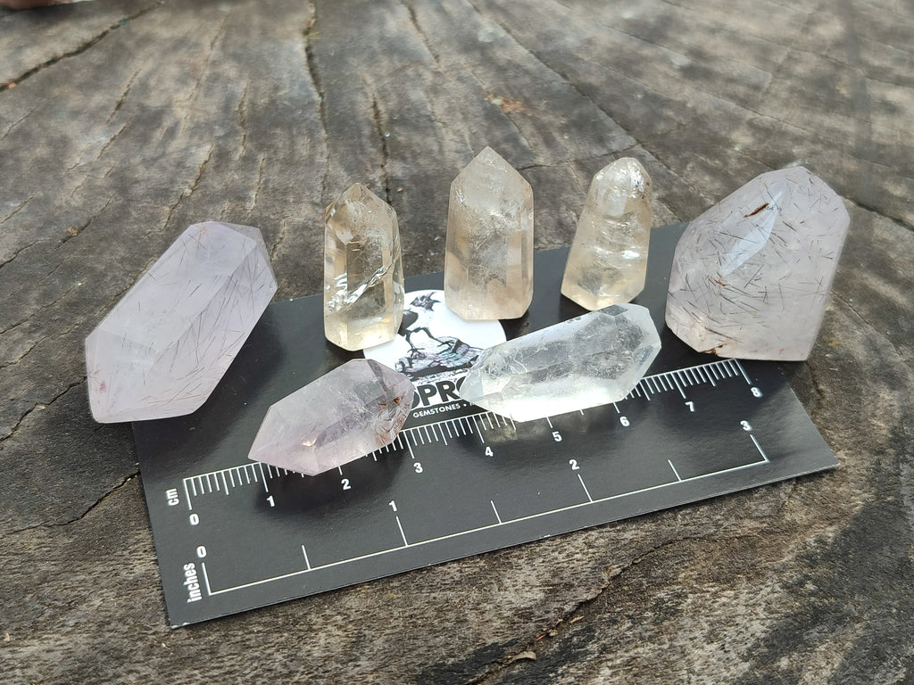 Polished Mixed Inclusion Window Quartz Crystals x 20 From Madagascar - Toprock Gemstones and Minerals 
