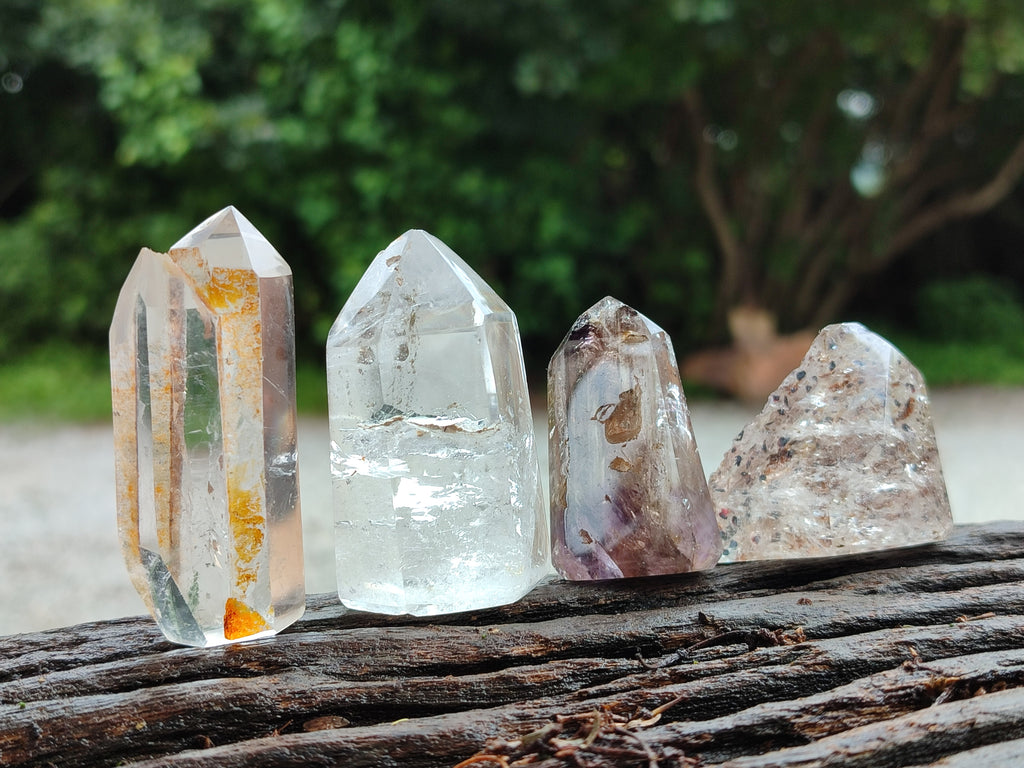 Polished Mixed Inclusion Window Quartz Crystals x 20 From Madagascar - Toprock Gemstones and Minerals 
