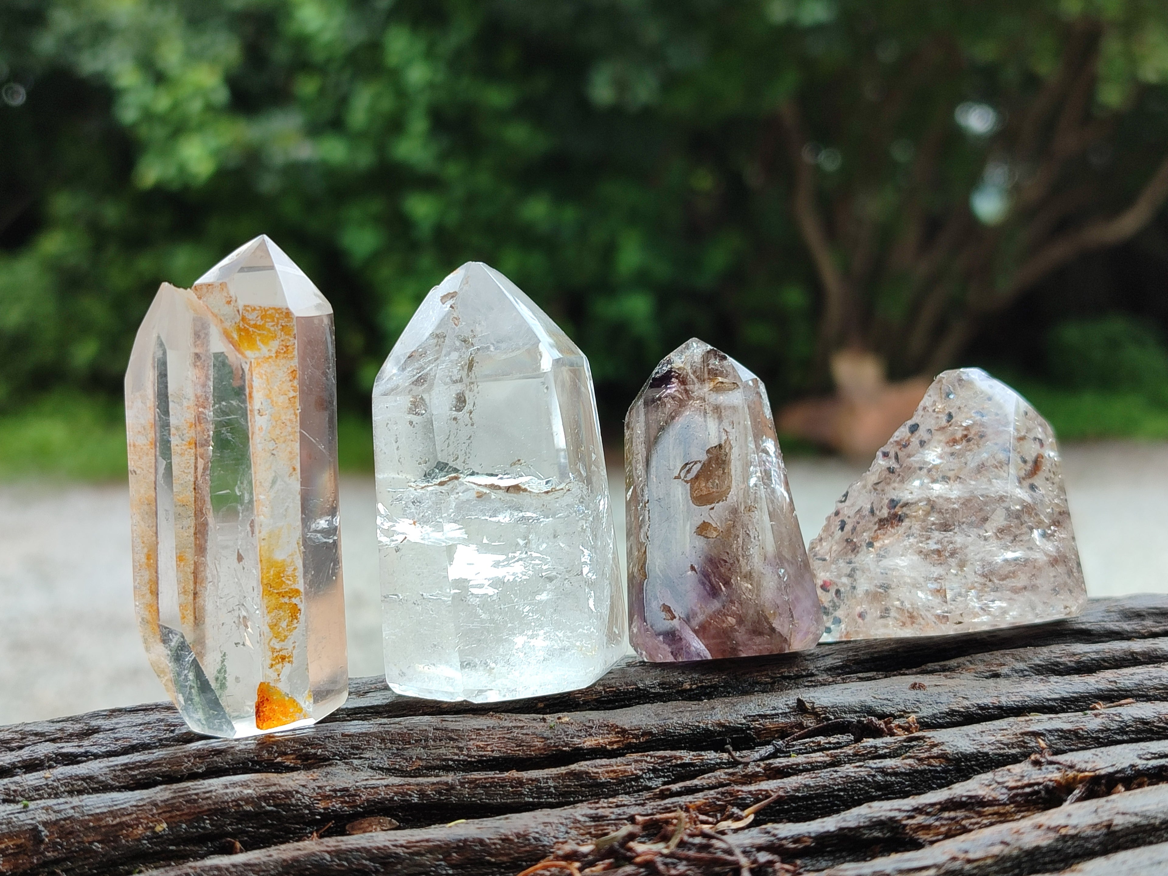 Polished Mixed Inclusion Window Quartz Crystals x 20 From Madagascar - Toprock Gemstones and Minerals 