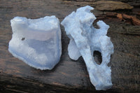 Natural Etched Blue Chalcedony Specimens x 3 From Nsanje, Malawi - Toprock Gemstones and Minerals 