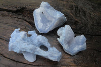 Natural Etched Blue Chalcedony Specimens x 3 From Nsanje, Malawi - Toprock Gemstones and Minerals 
