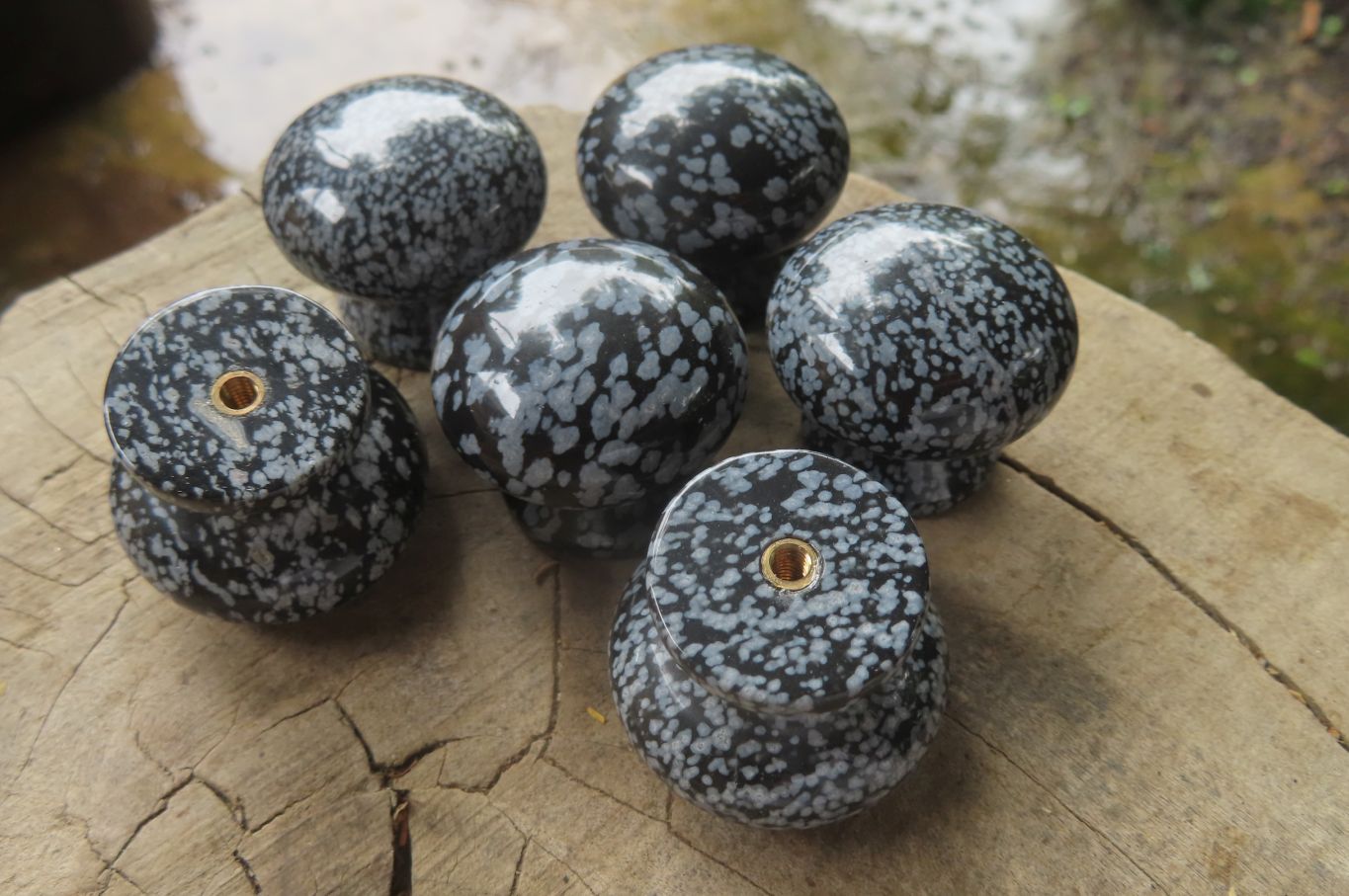 Polished Snowflake Obsidian Drawer - Door Knobs - Sold Per Item - From Mexico - Toprock Gemstones and Minerals 