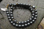 Polished Hematite & Gold Beaded Necklace - Sold Per Item - From Southern Africa - Toprock Gemstones and Minerals 