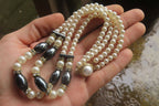 Polished Silver Hematite and Freshwater Pearl Beaded Necklace - Sold Per Item - From China - Toprock Gemstones and Minerals 