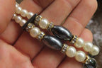 Polished Silver Hematite and Freshwater Pearl Beaded Necklace - Sold Per Item - From China - Toprock Gemstones and Minerals 