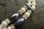 Polished Silver Hematite and Freshwater Pearl Beaded Necklace - Sold Per Item - From China - Toprock Gemstones and Minerals 