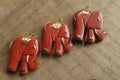 Polished Red Jasper Elephant Pendant with Gold Bail and Trim - Sold Per Item - From South Africa - Toprock Gemstones and Minerals 