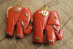 Polished Red Jasper Elephant Pendant with Gold Bail and Trim - Sold Per Item - From South Africa - Toprock Gemstones and Minerals 